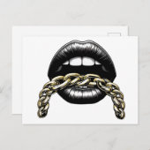 Mund-Lippen-Frauen mit der Illustration der Goldke Postkarte (Vorne/Hinten)