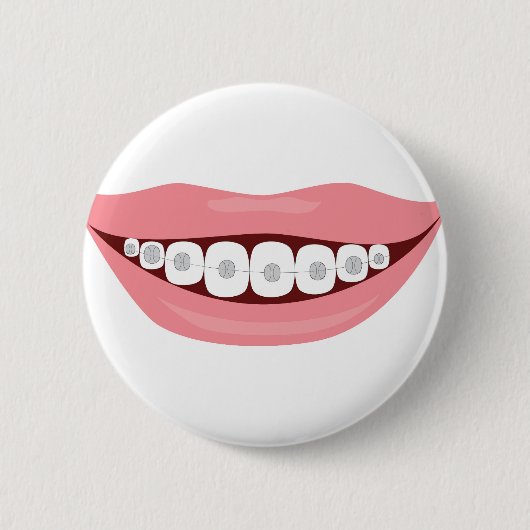 Mund mit Zahnspange Button (Vorderseite)