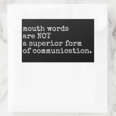 Mund-Wörter AAC-Aufkleber (weiß auf schwarz) Rechteckiger Aufkleber (Tasche)