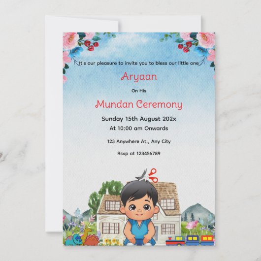 Mundan Zeremonie Einladung (Vorderseite)