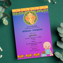 Mundan Zeremonie Ganesha Logo Minimal Blumenkohl Einladung