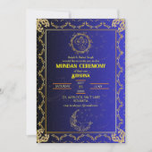 Mundan Zeremonie Ganesha Logo Royal Golden & Blue Einladung (Vorderseite)