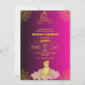 Mundan Zeremonie Ganesha Logo Royal Golden & Pink Einladung (Vorderseite)