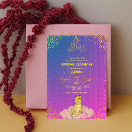 Mundan Zeremonie Ganesha Logo Royal Golden & Pink Einladung
