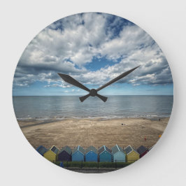 Mundesley Beach Huts North Norfolk Coast Große Wanduhr