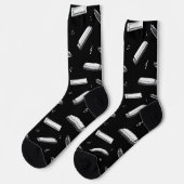 Mundharmonika Muster auf Schwarz Socken (Linkes Detail)