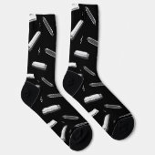 Mundharmonika Muster auf Schwarz Socken (Rechts)