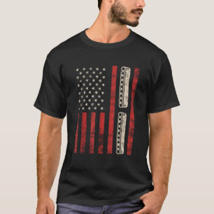 Mundharmonika Vintage Amerikanische Flagge Patriot T-Shirt