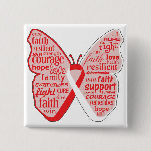 Mundkrebs-Schmetterlings-Collage von Wörtern Button