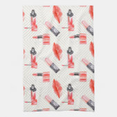 Mundküssen mit Lipstick-Muster Geschirrtuch (Vertikal)