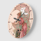 MUNDLADY MIT BLUME IM PINKMONOGRAM GROßE WANDUHR (Winkel)