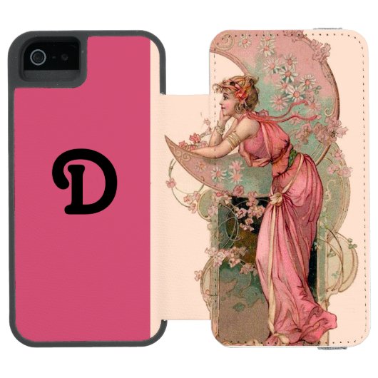MUNDLADY MIT BLUME IM PINKMONOGRAM INCIPIO iPhone Geldbeutel-Hülle (Folio Geöffnet)