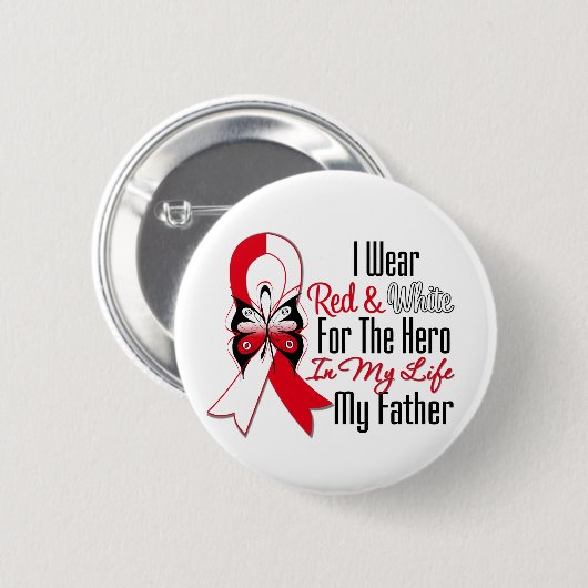 Mündlicher Krebs-Ribbon Hero Mein Vater Button (Vorne & Hinten)