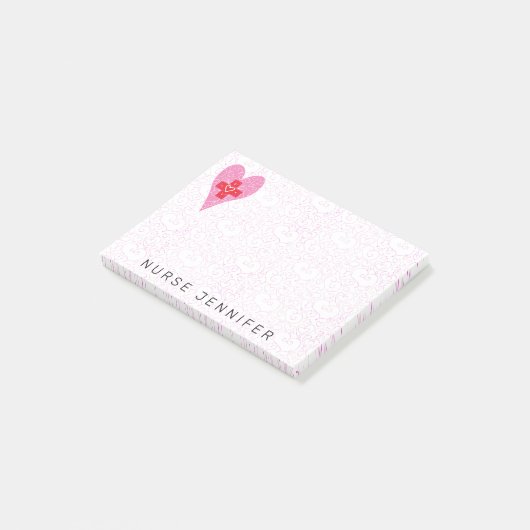 Mundstück mit rosa rosa Herzstück Post-it Klebezettel (angewinkelt)