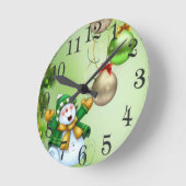 Muñeco de Nieve Runde Wanduhr (Winkel)