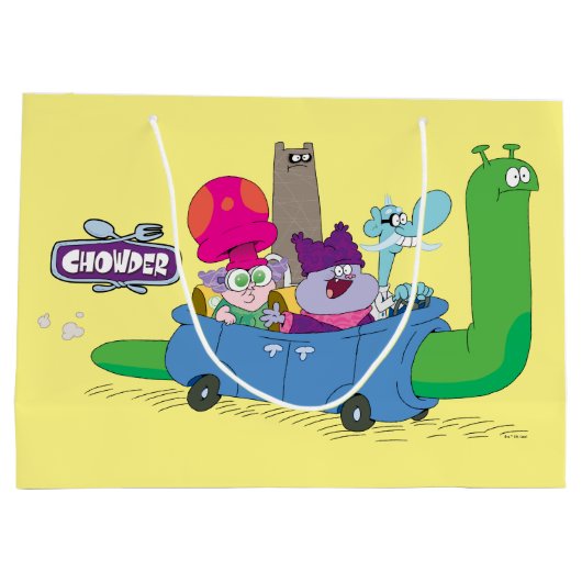 Mung, Chowder, Shnitzel & Truffles in Snail Car Große Geschenktüte (Rückseite)