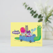 Mung, Chowder, Shnitzel & Truffles in Snail Car Postkarte (Stehend Vorderseite)