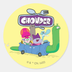 Mung, Chowder, Shnitzel & Truffles in Snail Car Runder Aufkleber
