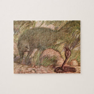 Mungo und Kobra von Sargent, Vintage Wildes Tier Puzzle