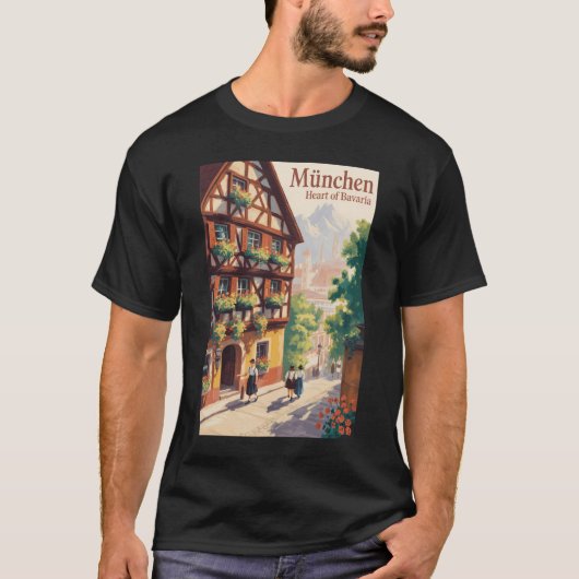 Munich Germany Bavaria Illustration Travel Art T-Shirt (Vorderseite)