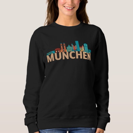 Munich Germany City Skyline Silhouette Outline Ske Sweatshirt (Vorderseite)