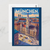 Munich Germany Illustration Travel Art Vintage Postkarte (Vorne/Hinten)