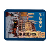 Munich Germany Marienplatz Travel Art Vintage Magnet (Horizontal)