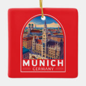 Munich Germany Travel Art Emblem Keramikornament (Vorderseite)