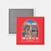 Munich Germany Travel Art Emblem Magnet (Vorderseite/Rückseite)