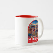 Munich Germany Travel Art Emblem Zweifarbige Tasse (VorderseiteRechts)