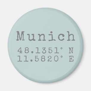 Munich Latitude and Longitude  Magnet