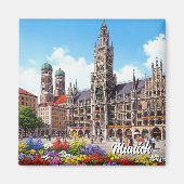 Munich Marienplatz Germany Flowers Magnet (Vorne)