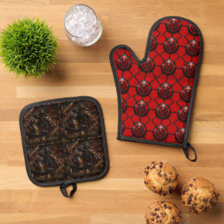 Munkus-Topflappen-Set/Schwarz/Küchenzubehör Ofenhandschuh & Topflappen-Set