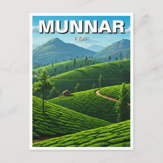 Munnar Kerala India Tea Plantation Postkarte (Vorderseite)
