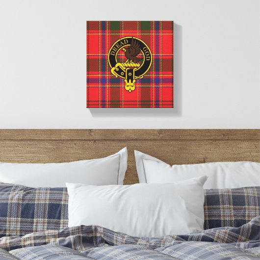 Munro Scottish Wappen und Tartan Canvas print Leinwanddruck (Insitu (Schlafzimmer))