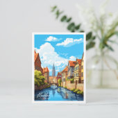 Münster Deutschland Vintage Reise Illustration Postkarte (Stehend Vorderseite)