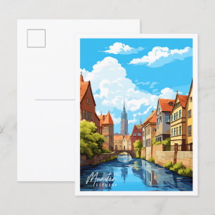 Münster Deutschland Vintage-Reiseillustration Postkarte