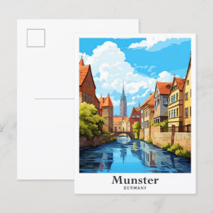 Munster Germany Art Vintage Travel Illustration Postkarte