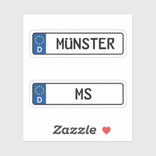 Munster-Kennzeichen, deutsches Kennzeichen für Kra Aufkleber (Blatt)