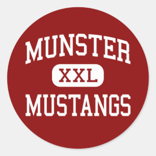 Munster - Mustangs - Highschool - Munster Indiana Runder Aufkleber