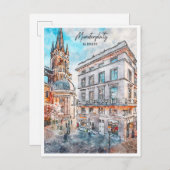 Münsterplatz Deutschland Vintage Reise Aquarell Postkarte (Vorne/Hinten)