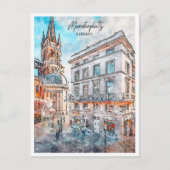 Münsterplatz Deutschland Vintage Reise Aquarell Postkarte (Vorderseite)