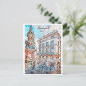 Münsterplatz Deutschland Vintage Reise Aquarell Postkarte (Stehend Vorderseite)