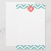 Münz- und Coral-Zigzags-Muster Briefpapier (Vorne/Hinten)