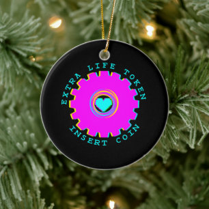Münze Einwerfen Retro-Arcade Extra Leben Gamer-Her Keramik Ornament