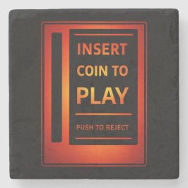 Münze einwerfen, um Retro-Arcade Stone Coaster zu Steinuntersetzer