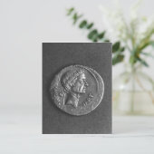 Münze mit einem Portrait von Julius Cäsar Postkarte (Stehend Vorderseite)