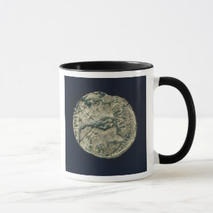 Münze mit Köpfen von Julius Cäsar und von Augus Tasse