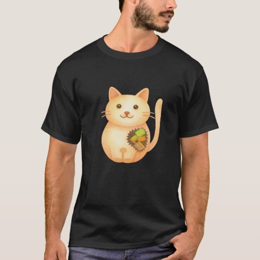 Münzen-CAT auf dunklen Canva Tees (Vorderseite)