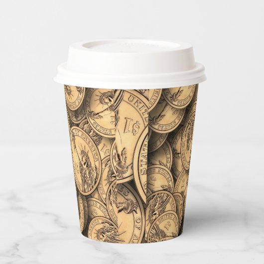 Münzen Pappbecher (Links)